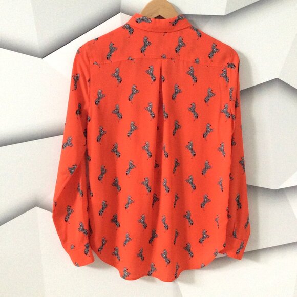 Elegant Orange Patterned Women's Blouse - Picture 2 of 5